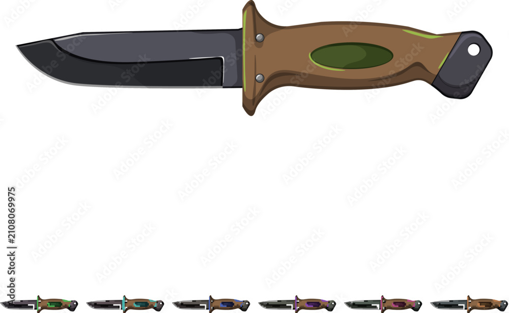 Fototapeta premium equipment military knife cartoon. equipment military knife sign colorful illustration