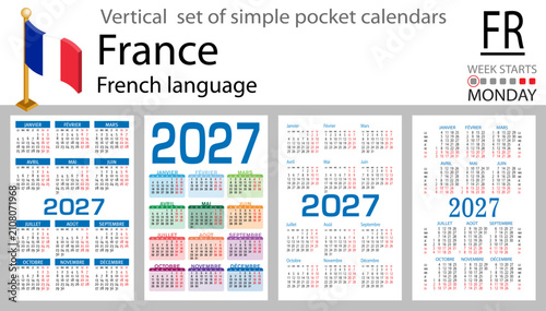 France set of pocket calendars 2027 vertical