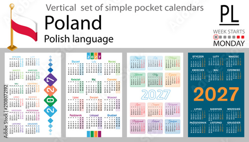 Set of pocket calendars 2027 Poland vertical