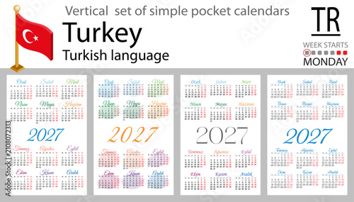 2027 pocket calendar set Turkey vertical