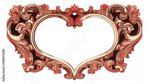 elegant vintage ornate heart frame in pink and beige for romantic or decorative projects