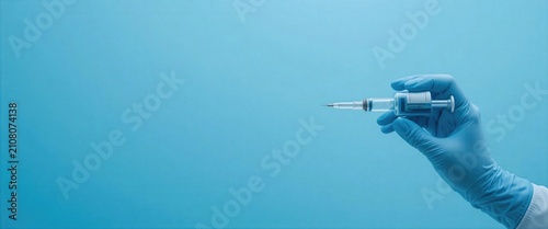 Healthcare worker holds syringe ready for vaccine administration in a clinic setting