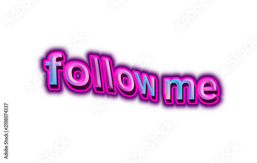 Soft gradient follow me typography isolated on white background for social media, marketing, and promotional designs