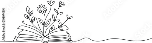 Foto Black and white line of a blooming passion flower with detailed petals and leave