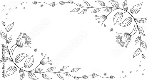 Canvastavla Black and white of a bird with a long beak and wings spread wide surrounded by l
