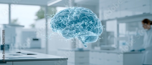 Digital human brain with active neural impulses representing neurodiversity, ADHD, autism spectrum research, cognitive differences and modern neuroscience