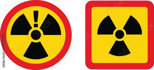 Bild auf Leinwand Radiation hazard warning signs with radioactive symbol and exclamation mark
