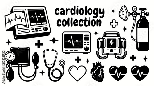 Tableau sur toile cardiology equipment featuring electrocardiographs heart monitors defibrillators