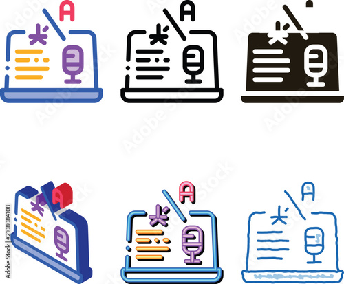 Foto Laptop Translation Program Icon Thin Line Vector