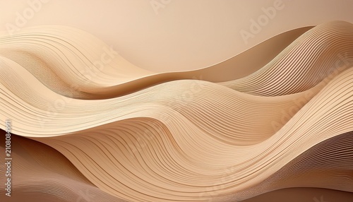 A Minimalist Abstract Background With Flowing Layered Lines In A Calming Beige Color Palette