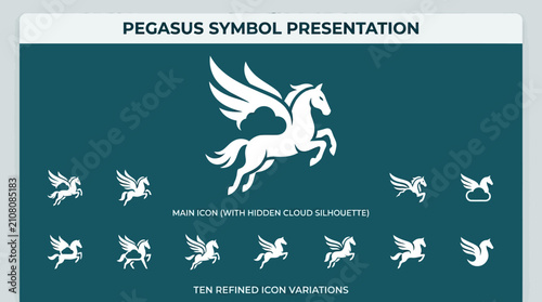 Foto Pegasus Symbol Presentation: Winged Horse Icon Variations