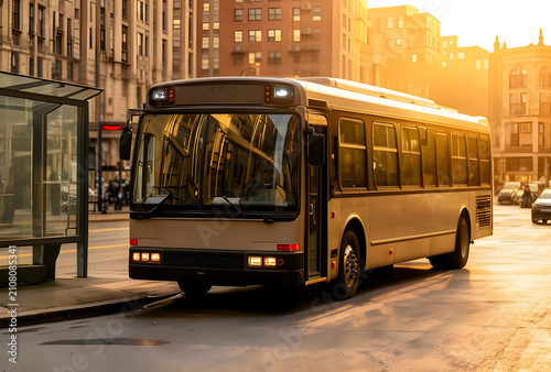 City bus stopped at a bus s...