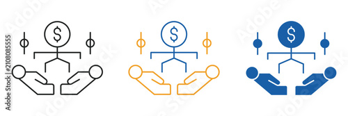 Fund Distribution Financial Hierarchy Icon Set Outline Glyph