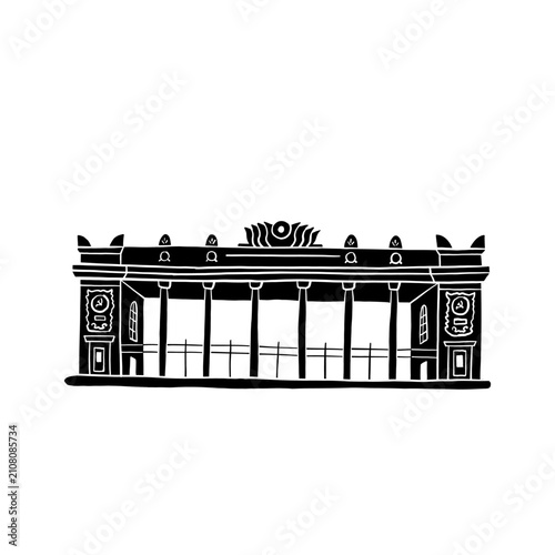 Historic Pavilion Building Vector Illustration