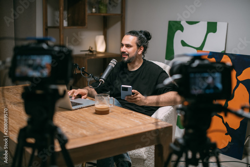 Cuadro en lienzo Video podcast recording studio