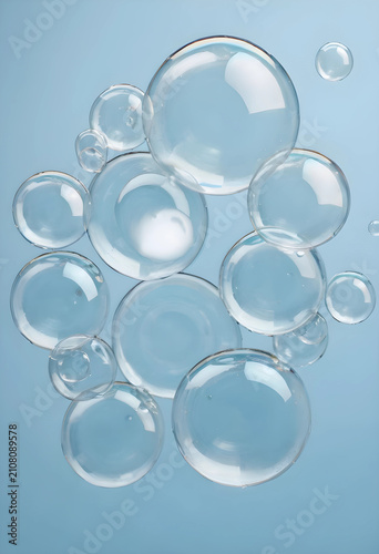 Clear soap bubbles of vario...