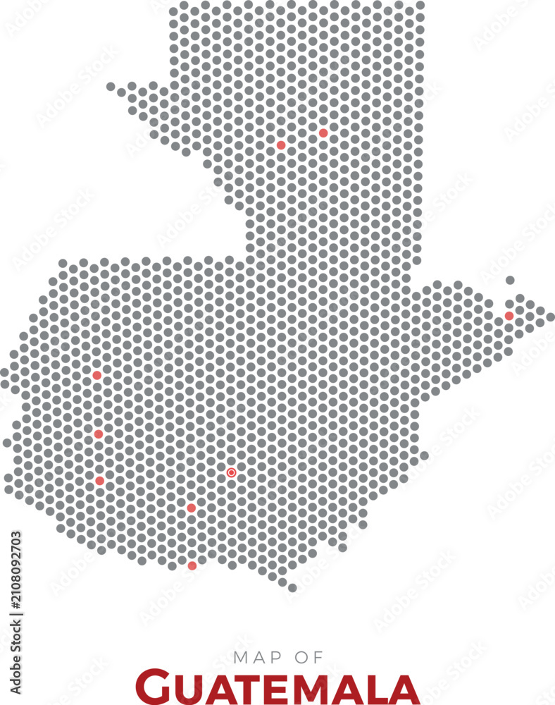 Obraz premium Map of Guatemala. Dotted map highlighting the country's most important cities