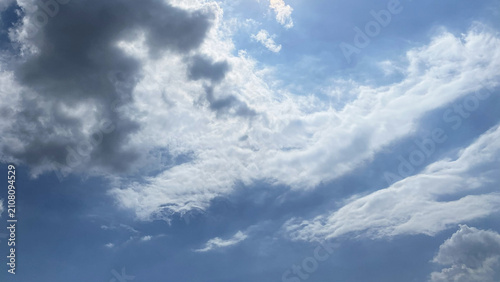 Photography Layered wispy white clouds against hazy blue sky