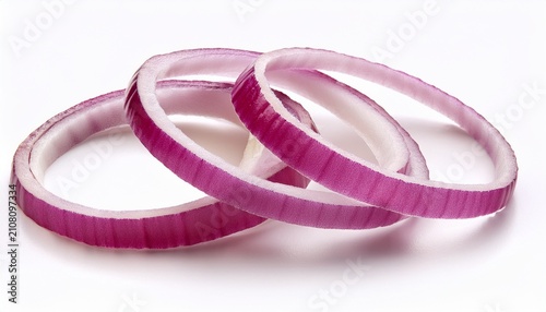 Red Onion Rings Isolated On White Background