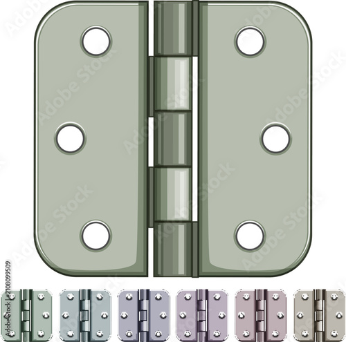 wood door hinge cartoon. home steel, object house, silver open wood door hinge sign colorful illustration