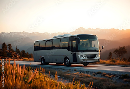 Modern passenger bus drivin...