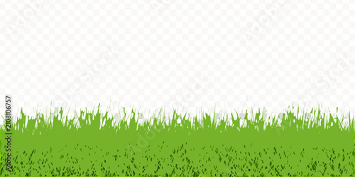 Fényképezés Green Grass Border With Transparent Background Vector Illustration