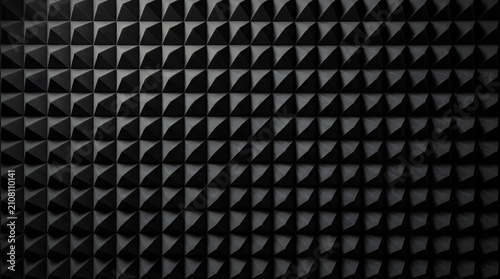 Fototapeta Black acoustic foam wall with pyramid pattern for sound insulation