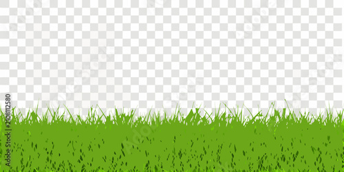 Fényképezés Green Grass Border With Transparent Background Vector Illustration