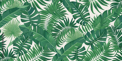 Foto Tropical Leaf Pattern Dense Repeating Design On White Background