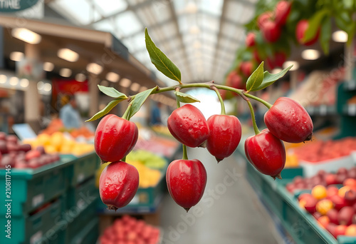 Fresh red berries on a bran...