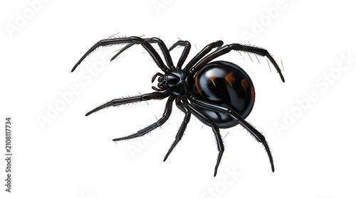 Black widow spider with arachnid, poisonous isolated as PNG