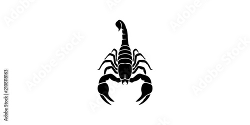 Bild auf Leinwand Scorpion Black Silhouette Icon White Background.