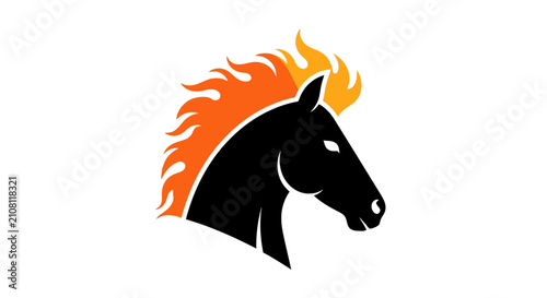 Canvastavla Horse head logo incorporates stylized orange flames to symbolize power and energy