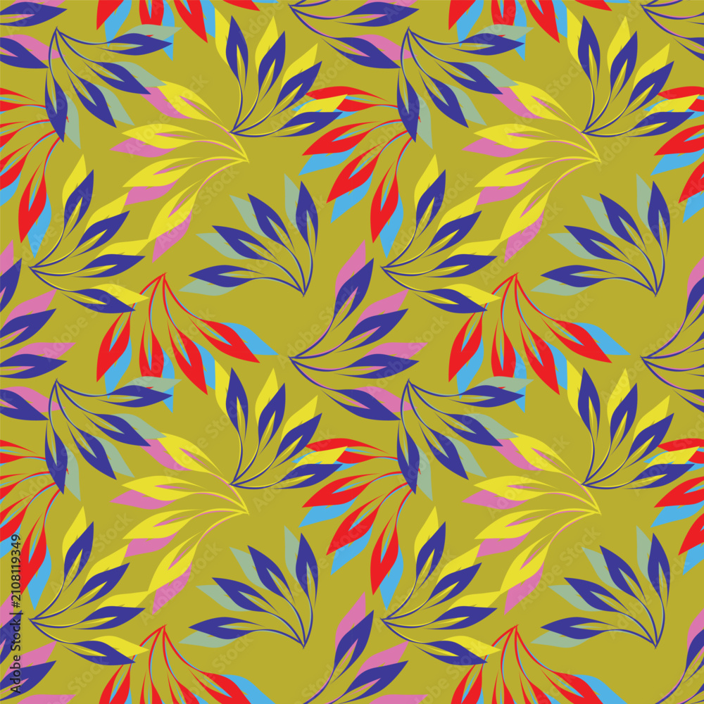 Fototapeta premium Floral brush strokes seamless pattern background for fashion textiles, graphics, backgrounds and crafts 