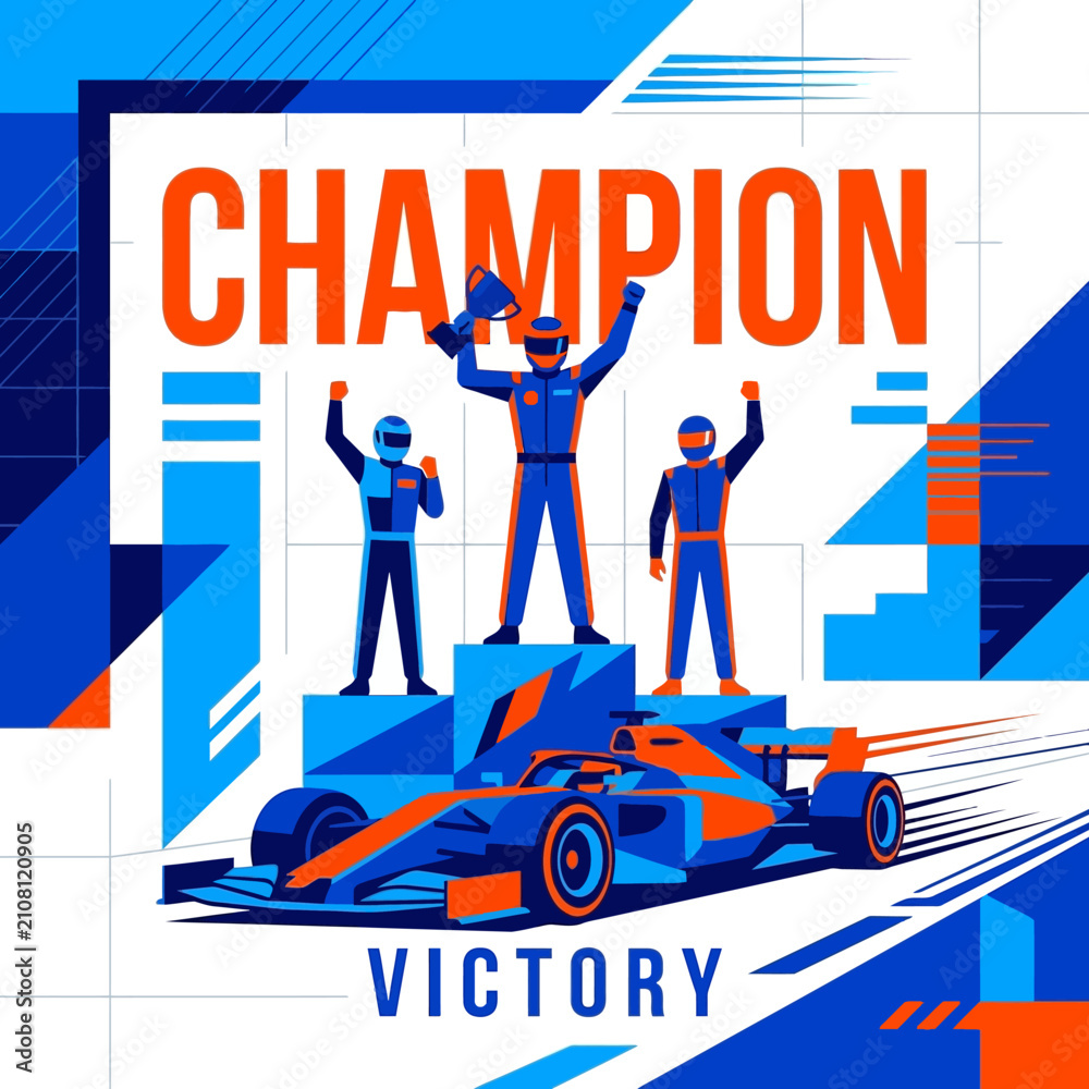Obraz premium Formula One Racing Champion Victory Podium Celebration