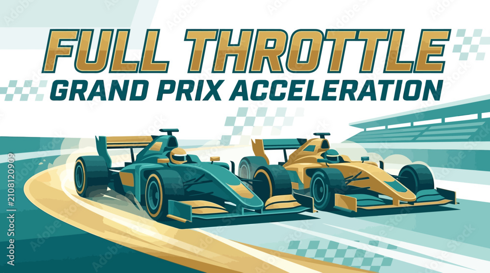 Obraz premium Full Throttle Grand Prix Acceleration Fast Racing Cars Competing for Victory