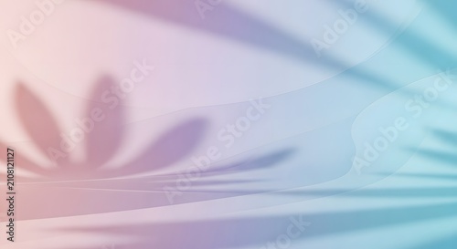 Abstract background with soft pastel gradient colors and a delicate flower petal shadow overlay for creative design