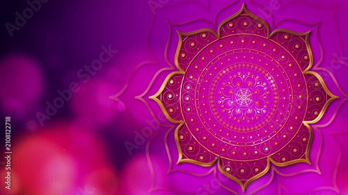Diwali festival background with ornate Indian mandala, golden decorative elements, vibrant purple and gold luxury backdrop, festive celebration design with copy space for greeting cards, banners
