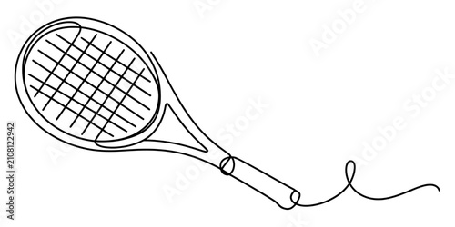 Foto A continuous single line drawing of a tennis racket representing a simple sports