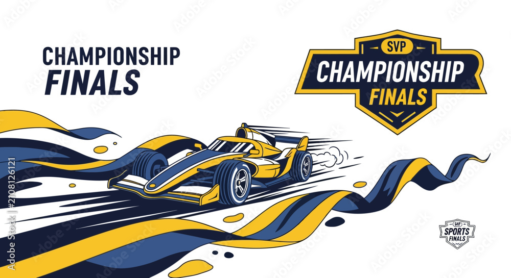 Obraz premium Exciting Championship Finals Racing Car Illustration For Sports Promotions
