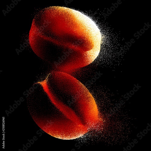 Abstract Glowing Red Particle Spheres on Black Background for Tech Design