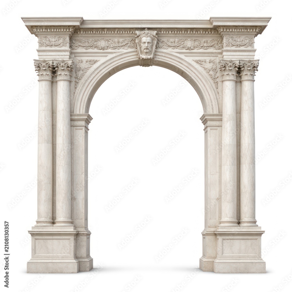 Fototapeta premium Ornate marble archway with intricate carvings and classical design.