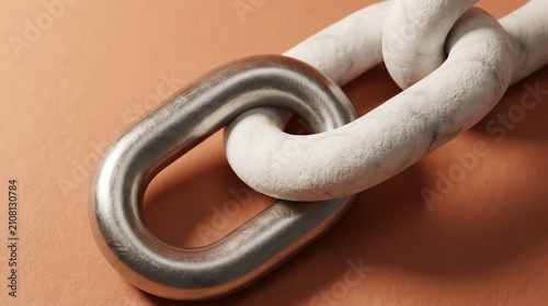 Obraz na płótnie Interconnected Metal and Stone Chain Links, Symbolizing Strength and Connection