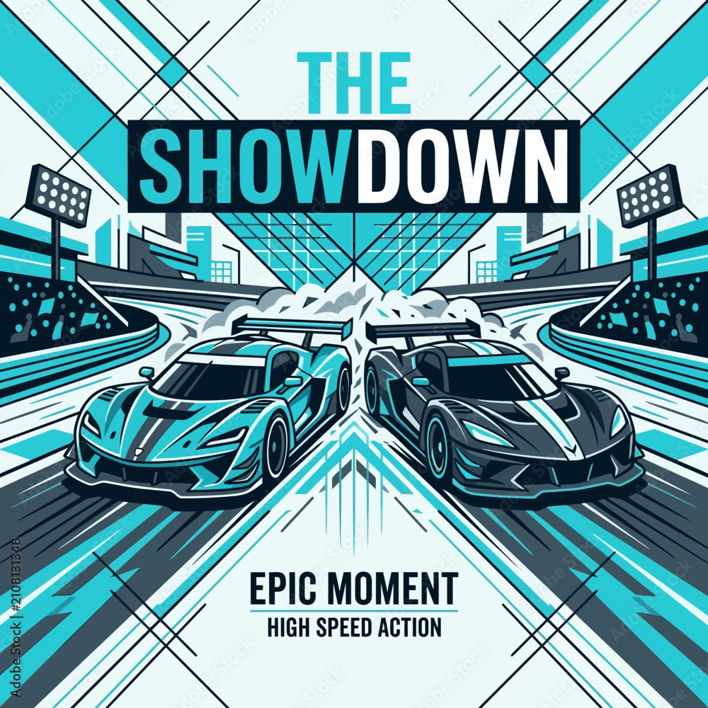 Obraz premium Epic Motorsport Showdown High Speed Adrenaline Racing Cars