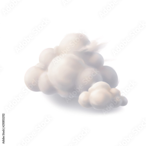 Fluffy Cumulus cloud formation gently floating during bright daylight isolated on transparent background