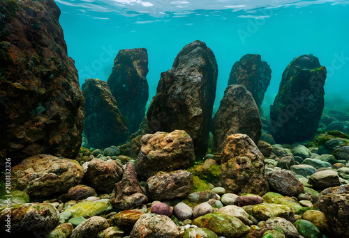 Underwater rock formations ...