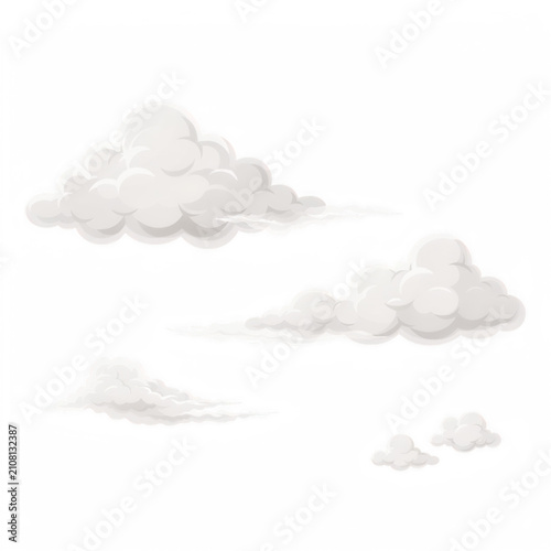 Fluffy cumulus clouds drifting during daylight with gentle gradients isolated on transparent background