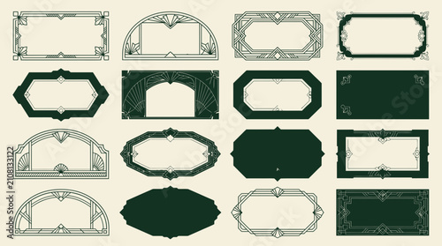 Art Deco Frames Collection: Vintage Geometric Borders and Labels