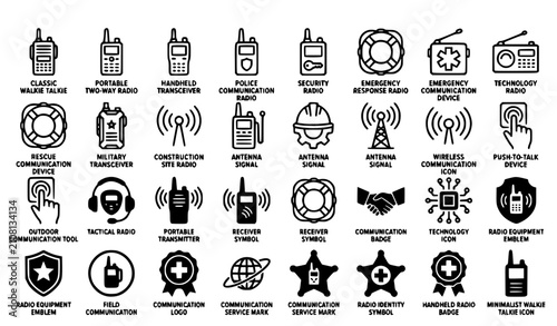 Obraz na płótnie Editable Walkie Talkie Vector Icon Set for Communication and Security