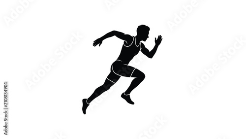 Silhouette of a runner in mid stride action pose.